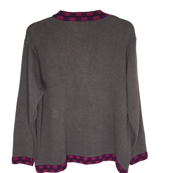 Storybook Knits Womens Embroidered Floral Cardigan Sweater Button Up Sz Large - Picture 5 of 13